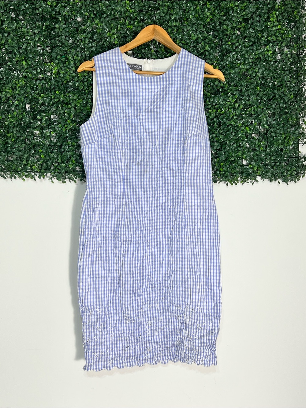 Maggy London 100% silk sleeveless pencil Blue dress size 14